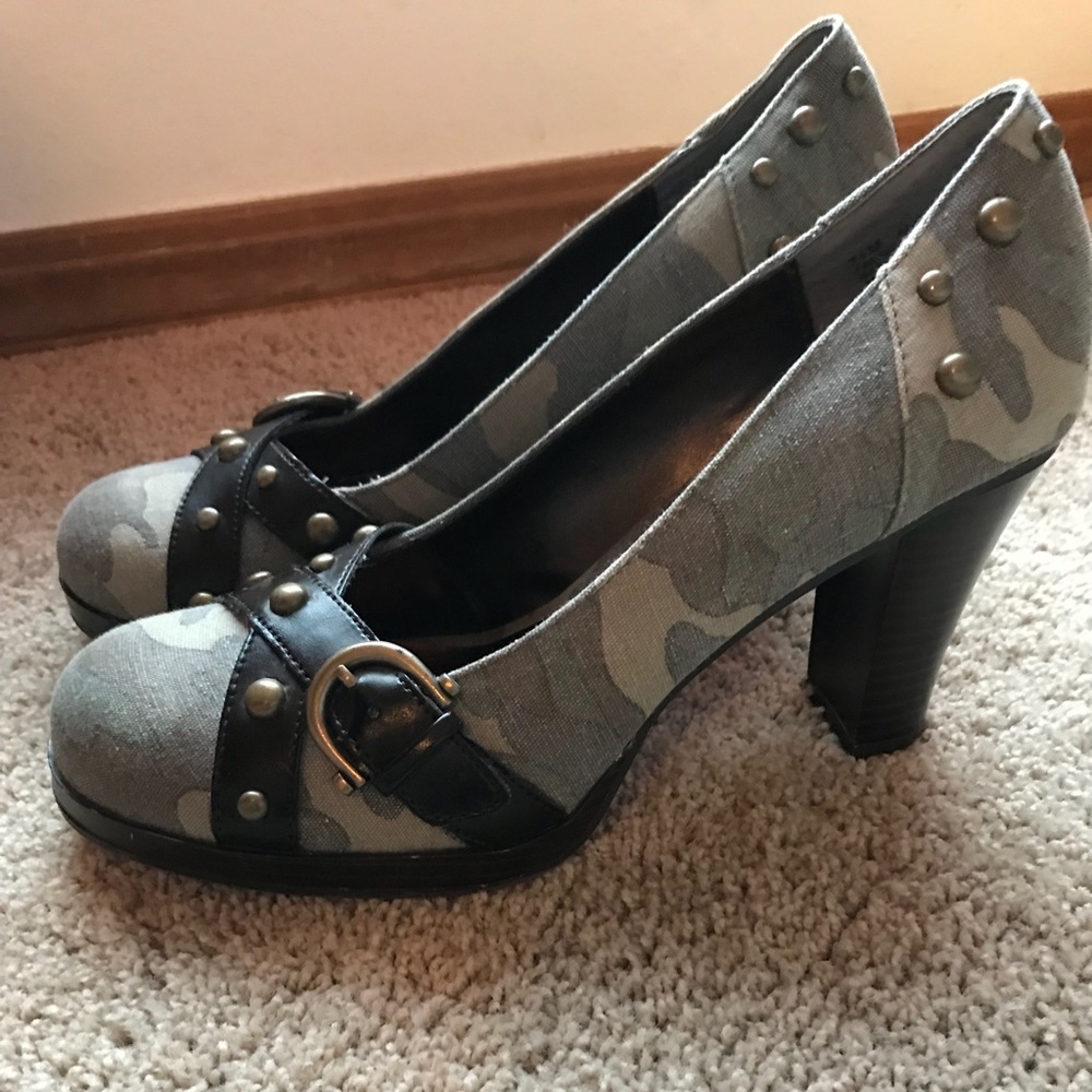 Mia Camo and Leather Heels